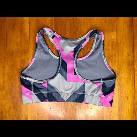 Nike Pro Grey Pink Dark Blue Sports Bra Sz Small - Picture 2 of 5